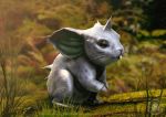  creature day full_body gen_1_pokemon grass highres horn joshuadunlop nidoran nidoran_(female) outdoors pokemon pokemon_(creature) purple_eyes realistic solo 