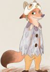  2019 anthro barefoot canid canine clothed clothing costume disney fox fully_clothed fur mammal nick_wilde orange_body orange_fur piberius_w red_fox simple_background smile solo standing tan_background zootopia 