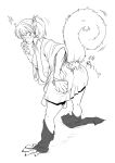  2015 anthro blush breasts clothing female hi_res jitenshasw kaga_(kancolle) kantai_collection mammal monochrome nipples open_mouth rodent sciurid solo standing tail_growth torn_clothing transformation tree_squirrel 