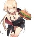  artoria_pendragon_(all) blonde_hair blush breasts cleavage fate/grand_order fate_(series) food long_hair necklace saber saber_alter shorts sketch yellow_eyes yura_(botyurara) 