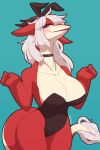  2:3 anthro big_breasts black_clothing breasts clothed clothing dragon female hi_res leotard non-mammal_breasts solo spinel thick_thighs wide_hips 