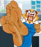  5_toes aggressive_retsuko ailurid angry claws clothed clothing feet female foot_focus mammal office red_panda retsuko sanrio solo teeth toes wolfoxangel.f 