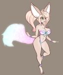  absurd_res anthro beach big_breasts bikini breasts canid canine cleavage clothed clothing ethereal_tail female fennec fox green_eyes hair hi_res long_hair mammal pigtails scorpdk seaside solo sparkles swimwear telethia_(scorpdk) 