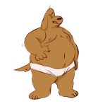  2017 anthro belly brown_body brown_fur bulge canid canine canis clothing domestic_dog fur male mammal moobs nipples overweight overweight_male sam_and_max samuel_dog simple_background solo sugarcave tongue tongue_out underwear white_background 