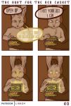  2020 absurd_res anthro brown_body brown_fur comic digital_media_(artwork) duo english_text fur hare hi_res lagomorph leporid lirkov male mammal nude open_mouth simple_background text ursid 