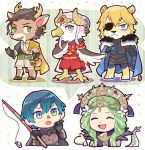  animal_ears animalization antlers beak blue_hair byleth_(fire_emblem) byleth_(fire_emblem)_(male) cape claude_von_riegan company_connection cravat deer_ears dimitri_alexandre_blaiddyd doubutsu_no_mori dragon_tail earrings edelgard_von_hresvelg eyepatch feathered_wings fire_emblem fire_emblem:_three_houses frown green_hair hooves horned_headwear jewelry lion_ears lion_tail rhea_(fire_emblem) tail talons teijiro tiara wings 