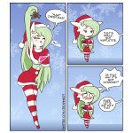  1:1 2019 blush bodily_fluids breasts christmas clothing comic dialogue dress english_text female gardevoir green_hair hair hi_res holidays holly_(plant) humanoid humor marissa_(zedrin) nintendo not_furry plant pok&eacute;mon pok&eacute;mon_(species) shocked simple_background smile solo spike_(disambiguation) tears text unseen_character video_games zedrin 