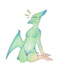  2010 anthro breasts claws dinosaur female human mammal nipples nude pterodactylus pterosaur reptile scalie simple_background solo species_transformation taus transformation wings 