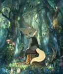  2016 ambiguous_gender anthro arrow bakawasima blue_eyes bodily_fluids bottomwear bow_(weapon) canid canine cheek_tuft clothed clothing cricetid crowd cub cute_fangs day detailed_background digital_media_(artwork) digital_painting_(artwork) facial_tuft feral flower forest fox fully_clothed fungus fur grass group hamster holding_object holding_staff holding_weapon inner_ear_fluff ivy_(plant) kemono larger_anthro looking_at_another magic_user male mammal melee_weapon moss multicolored_body multicolored_fur mushroom nature nude open_mouth outside pants plant ranged_weapon rodent shield shirt sitting size_difference smaller_feral staff sweat sweatdrop sword topwear tree tree_stump tuft two_tone_body two_tone_fur vest weapon white_body white_fur yellow_body yellow_fur young 