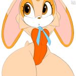  1:1 clothing cream_the_rabbit dipstick_ears female fur hands_behind_head lagomorph leotard leporid mammal multicolored_ears rabbit simple_background solo sonic_the_hedgehog_(series) tan_body tan_fur thick_thighs wide_hips xylas 