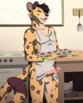  amur_leopard anthro apron balls bottomless christmas circumcised clothed clothing cole_(cole_rs) cookie digital_media_(artwork) erection felid feline felis fight_(artist) food fur genitals hair hi_res holding_object holidays humanoid_genitalia leopard looking_at_viewer male mammal nude open_mouth pantherine penis smile solo spots spotted_body spotted_fur 