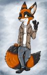  bad_guy_cafe canid canine fox foxoon fur hybrid kiro_(kiroyal) mammal one_eye_closed orange_body orange_fur procyonid raccoon stripes wink yellow_eyes ziegelzeig 