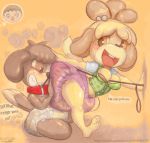  absurd_res animal_crossing blush bodily_fluids breasts collar diaper digby_(animal_crossing) domination duo embarrassed english_text facesitting fart feces female genital_fluids hi_res humiliation isabelle_(animal_crossing) leash male messy_diaper nintendo overflo207 petting sibling smelly soiling text urine url video_games wet_diaper wetting 