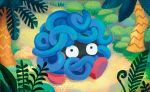  black_eyes bush creature full_body gen_1_pokemon looking_at_viewer no_humans official_art plant pokemon pokemon_(creature) pokemon_trading_card_game shibuzoh solo tangela tree walking 