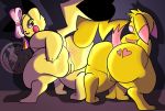  anus big_butt blush bow butt cleft_tail clothing cosplay_pikachu_(character) cosplay_pikachu_(costume) duo fan_character female feral fur genitals looking_at_viewer looking_back mesechi milachu nintendo open_mouth pikachu pikachu_pop_star pok&eacute;mon pok&eacute;mon_(species) presenting presenting_hindquarters pussy rear_view simple_background smile solo spread_legs spreading thick_thighs tongue video_games wide_hips yellow_body yellow_fur 