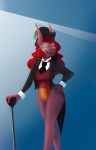  anontheanon anthro cane clothing equid equine eyewear fan_character female four_eyes_(oc) hat headgear headwear horse leotard mammal monocle my_little_pony necktie pony red_eyes sharp_teeth suit teeth top_hat 