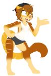  alpha_channel anthro areola band-aid bandage blue_eyes breasts buckteeth camel_toe cleo(theredghost) clothed clothing female flat_chested hair hi_res mammal marsupial nipples piercing red_hair solo teeth thylacoleo tomboy translucent trexqueen vombatiform 