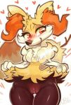  &lt;3 2016 3_fingers anthro blush braixen burnbuckie canid canine claws digital_media_(artwork) female fingers genitals inner_ear_fluff mammal nintendo paws pok&eacute;mon pok&eacute;mon_(species) pussy red_eyes signature simple_background solo standing thick_thighs thigh_gap tuft video_games wide_hips 