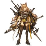  1girl animal_ears ankle_strap arknights axe baggy_clothes bangs boots breasts brown_dress brown_footwear ceobe_(arknights) dog_ears dog_tail dress hair_between_eyes holding holding_weapon jacket large_breasts light_brown_hair lm7_(op-center) long_hair looking_at_viewer multicolored multicolored_clothes multicolored_jacket multiple_straps multiple_swords multiple_weapons official_art open_clothes open_jacket red_eyes shoulder_pads sidelocks snap-fit_buckle solo staff tachi-e tail thigh_boots thighhighs transparent_background very_long_hair weapon 
