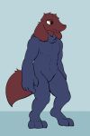  2020 2:3 alien anthro armor biped bodysuit canid canine clothed clothing digital_media_(artwork) digitigrade fluffy fluffy_tail full-length_portrait kitol lagotrope long_ears male mammal muscular neumono portrait simple_background skinsuit solo standing tight_clothing tired 