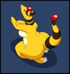  ampharos anthro anthrofied big_breasts big_butt biped black_body black_eyes black_skin breasts butt countershading female huge_butt huge_thighs javanshir kneeling nintendo nude pale_skin pok&eacute;mon pok&eacute;mon_(species) pok&eacute;morph simple_background smooth_skin solo thick_tail thick_thighs video_games yellow_body yellow_skin 