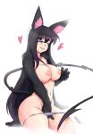  &lt;3 2017 animal_humanoid areola black_hair blue_eyes breasts cat_ears_(disambiguation) cat_humanoid censored clothed clothing eyebrows felid felid_humanoid feline feline_humanoid female fur hair humanoid inner_ear_fluff krakenparty long_hair long_tail mammal mammal_humanoid navel nipples not_furry partially_clothed paws prehensile_tail rozaliya signature simple_background solo teeth traditional_media_(artwork) tuft underwear white_background 