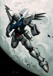  absurdres banchengping@126 broken debris f91_gundam full_moon gundam gundam_f91 highres mecha moon no_humans open_cockpit space star_(sky) 