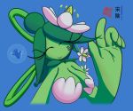  2018 breasts digital_media_(artwork) elemental_creature female flora_fauna flower greeting hi_res not_furry plant simple_background smile solo speech_bubble standing yin_song znhc 