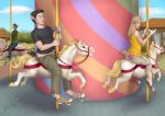  2020 amusement_ride carousel clothed clothing detailed_background equid equine female genitals human male mammal penis rufciu transformation 
