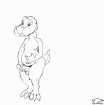  2020 animated anthro balls byondrage chomper dinosaur don_bluth erection genitals glans hi_res male masturbation navel nude penile penile_masturbation penis reptile scalie short_playtime signature simple_background solo/male teeth the_land_before_time white_background 