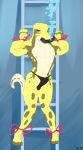  4_toes absurd_res air_bubble anthro bulge byondrage clothed clothing erection erection_under_clothing hi_res ladder looking_at_viewer male scalie solo toes topless underwater water 