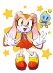  2020 :&gt; alpha_channel ambiguous_gender anthro blue_eyes bow_tie brown_eyes chao_(sonic) cheese_the_chao clothing cream_the_rabbit dress duo female footwear fur gloves handwear hi_res lagomorph leporid mammal rabbit shoes shuraatrix simple_background smile sonic_the_hedgehog_(series) standing star tan_body tan_fur transparent_background young 
