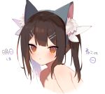  1girl animal_ears blush brown_hair cat_ears hair_ornament hairclip highres original solo tomo_(ryo_i_so_) twintails 