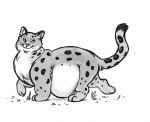  belly big_belly featherhead felid female feral mammal monochrome morbidly_obese obese overweight overweight_female pantherine snow_leopard solo standing 