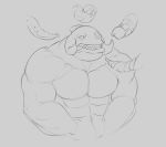  2014 alien beaf big_muscles blue_eyes clenched_teeth disney frown gantu genitals grey_background huge_muscles lilo_and_stitch male monochrome muscular muscular_male pecs penis sharp_teeth simple_background sketch teeth unusual_genitalia unusual_penis 