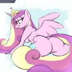  1:1 anthro butt crown cutie_mark equid female friendship_is_magic horn longtailshort mammal my_little_pony pink_body princess_cadance_(mlp) solo unicorn wings 