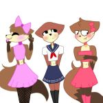  (anifox) (jungle_fox) (red) 1:1 anthro canid canine clothed clothing crossdressing fox group invalid_color male mammal navel tongue tongue_out unknown_artist 