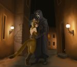  anthro city cougar felid feline female hi_res lamp lemurlemurovich mammal mask night 