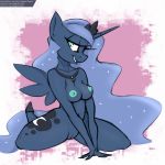  1:1 anthro breasts cutie_mark equid female friendship_is_magic genitals hooves horn jewelry longtailshort looking_at_viewer mammal mostly_nude my_little_pony necklace nipples princess_luna_(mlp) pussy solo text url winged_unicorn wings 