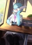  absurd_res beverage big_breasts breasts camel_toe clothed clothing coat coffee dr._voir eyewear female gardevoir glasses hi_res human humanoid lab_coat mammal myanokoko8 nintendo pok&eacute;mon pok&eacute;mon_(species) topwear trainer underwear video_games 