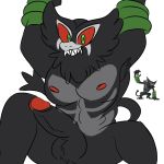  1:1 2020 abs anthro anthrofied areola balls black_balls black_body black_fur black_penis claws erection fangs fur genitals glans green_eyes grey_body grey_fur hi_res humanoid_genitalia humanoid_penis ken_sugimori legendary_pok&eacute;mon looking_at_viewer male mammal muscular muscular_male nintendo nipples nude official_art pecs penis pok&eacute;mon pok&eacute;mon_(species) pok&eacute;morph pose primate red_eyes red_glans reference_image retracted_foreskin sharp_teeth sitting sleepyree smile solo spread_legs spreading teeth uncut video_games zarude 