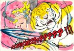  angry anthro armor breasts caracol comic elina_(qb) felid female feral fight genitals human jungle male mammal pantherine pussy queens_blade tiger weapon 
