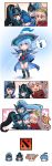  4girls absurdres art_shift character_request cirno cosplay defense_of_the_ancients dota_2 dressing fujiwara_no_mokou height_difference highres houraisan_kaguya hug kamishirasawa_keine multiple_girls shangguan_feiying touhou 