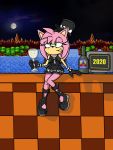  2020 3:4 absurd_res alcohol amy_rose anthro beverage black_clothing black_dress clothing dress drunk eulipotyphlan goth hedgehog hi_res holidays lewdsharx mammal new_year sonic_the_hedgehog_(series) substance_intoxication wine 