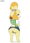  animal_crossing anthro butt canid canine canis clothed clothing domestic_dog female fur hair hi_res isabelle_(animal_crossing) laundrymom looking_at_viewer looking_back mammal nintendo open_mouth panties paper rear_view shih_tzu simple_background solo standing teeth thick_thighs tongue toy_dog underwear video_games white_background wide_hips yellow_body yellow_fur 