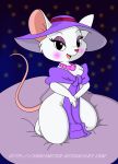  blush bottomless clothed clothing cushion disney don_bluth female fur gem hat headgear headwear hybrid jewelry mammal miss_bianca mouse murid murine necklace pearl_(gem) pearl_necklace rodent the_rescuers white_body white_fur xunlimited 