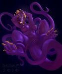  2020 amaranthine anthro areola big_breasts breasts curvy_figure digital_media_(artwork) female genitals hi_res jewelry looking_at_viewer mask nude presenting pussy shushup simple_background solo tentacles 