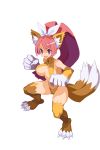  1girl animal_ear_fluff animal_ears breasts cat_ears cat_tail claws disgaea disgaea_rpg eyebrows_visible_through_hair full_body fur high_ponytail large_breasts long_hair nekomata_(disgaea) official_art open_mouth pink_hair purple_eyes slit_pupils solo tail transparent_background v-shaped_eyebrows very_long_hair 