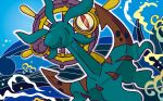  anchor blue_sky brown_eyes creature day dhelmise full_body gen_7_pokemon looking_at_viewer no_humans ocean official_art outdoors outline pokemon pokemon_(creature) pokemon_trading_card_game sky solo third-party_source umemoto_kyouko water waves white_outline 