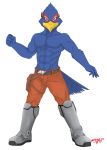 anthro avian clothed clothing falco_lombardi hi_res ligoni male muscular nintendo solo star_fox topless video_games 